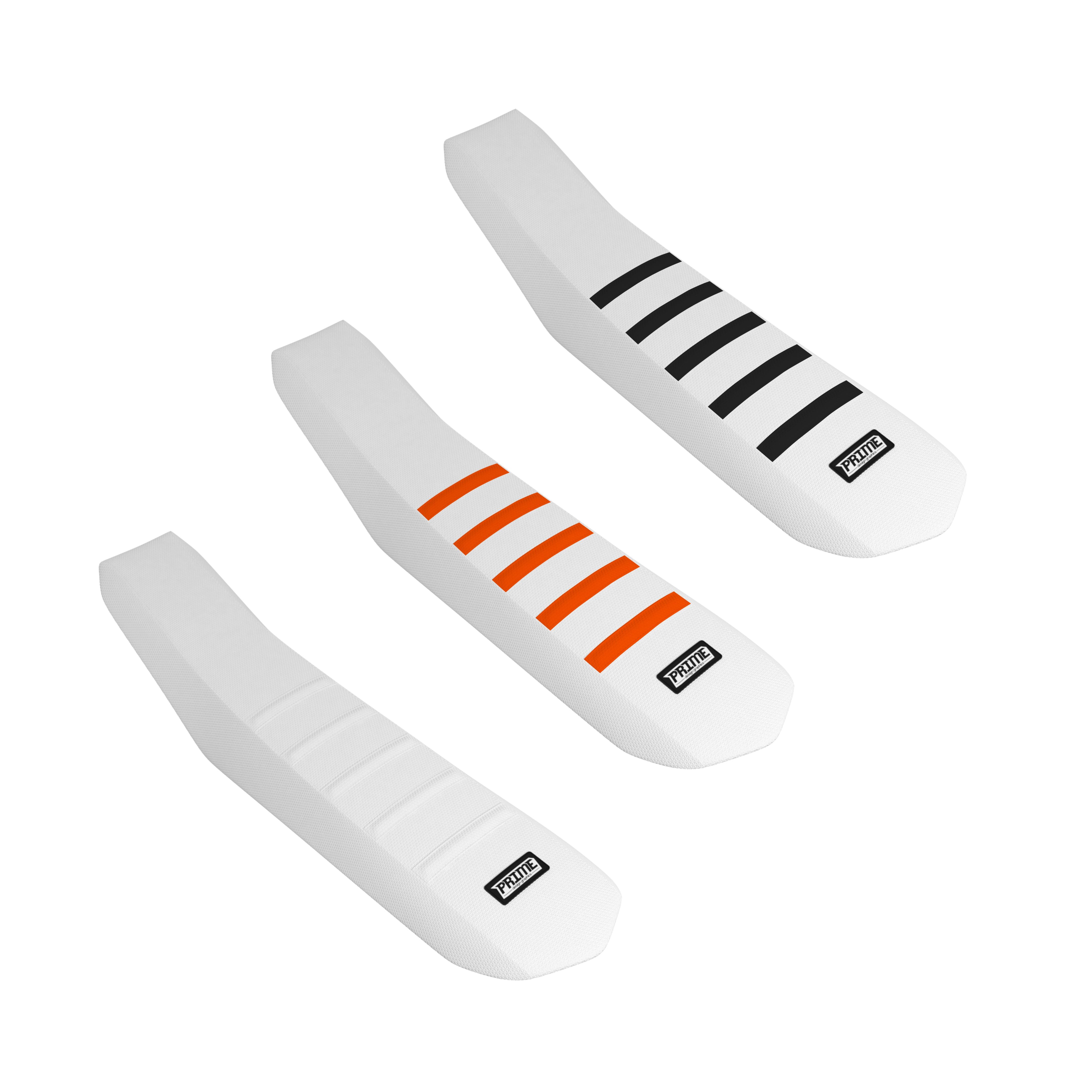 KTM SX/SXF Ribbed Seat Cover – Black/Orange/White Stripes (Fits 2016-2018 Models)