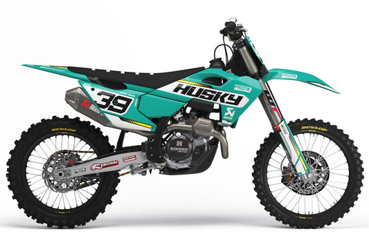 Lined Teal - Husqvarna Mini Bike Full Graphics Kit