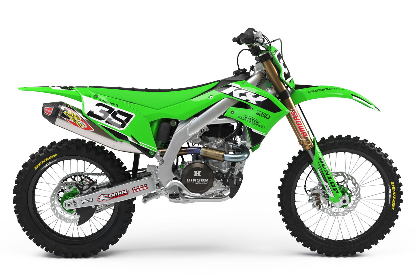 Lined Green - Kawasaki Mini Bike Full Graphics Kit