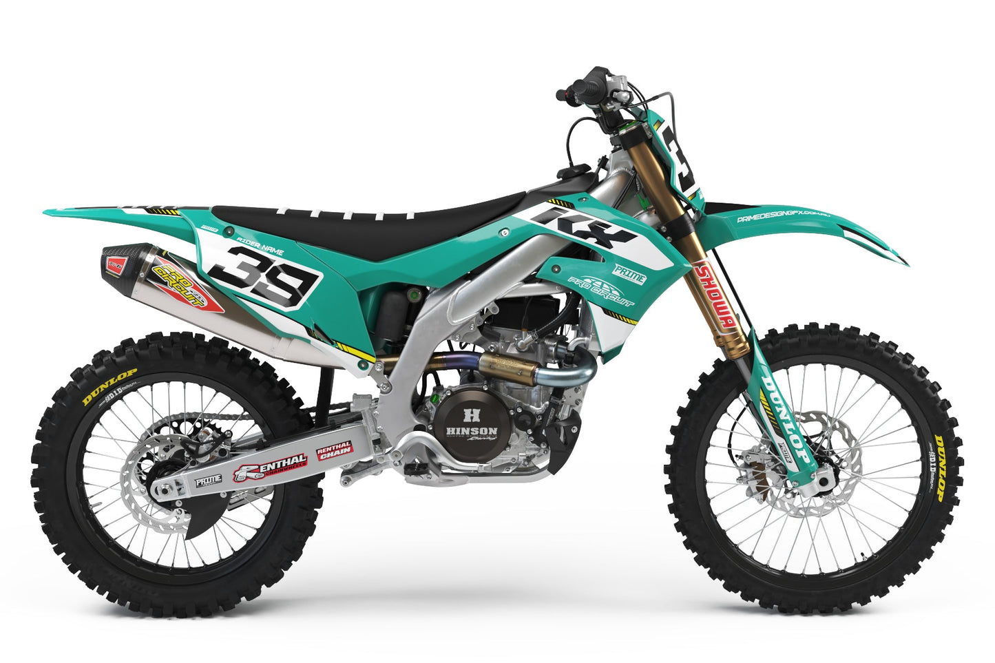 Lined Teal - Kawasaki Mini Bike Full Graphics Kit